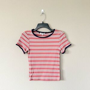 Papaya Ribbed Striped Tee